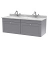 Nuie Classique Wall Hung 2 Drawer Vanity Unit & 1 Tap Hole Grey Marble Top with Oval Basin, Contemporary Sink Vanity Unit in ...