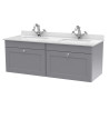 Nuie Classique Wall Hung 2 Drawer Vanity Unit & 1 Tap Hole White Marble Top with Square Basin, Contemporary Sink Vanity Unit ...