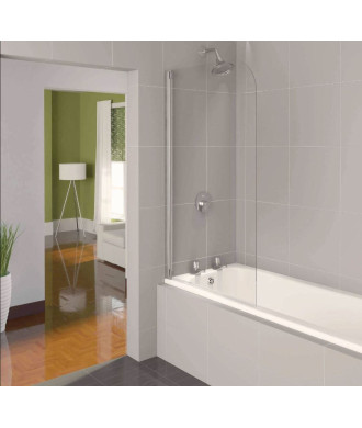 AQUALUX 4 Silver Half Frame Radius Bath Screen - 800mm