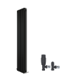 iBathUK Regency Vertical Traditional 3 Column Designer Radiator with Angled Valve, Matt Anthracite 1800x560mm