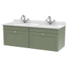 Nuie Classique Wall Hung 2 Drawer Vanity Unit & 1 Tap Hole White Marble Top with Square Basin, Stylish Sink Vanity Unit in Sa...