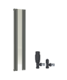 iBathUK Apex Vertical Slim Flat Panel Mirror Radiator, Wall Mounted Designer Radiator with Angled Valve, Matt Anthracite, 180...