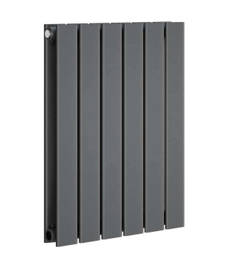 iBathUK Apex Horizontal Double Panel Slim Flat Radiator, Wall Mounted Designer Radiator with Angled Valve, Matt White, 600mm ...