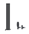 iBathUK Apex Vertical Single Panel Slim Flat Radiator, Wall Mounted Designer Radiator with Angled Valve, Matt White, 1800mm x...
