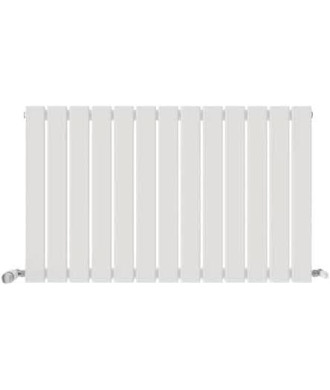 iBathUK Apex Horizontal Single Panel Slim Flat Radiator, Wall Mounted Designer Radiator with Angled Valve, Matt White, 600mm ...