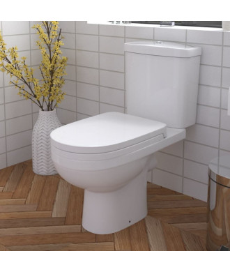 Modern White Close Coupled Toilet with Cistern Soft Close Seat Bathroom WC (SLK630)