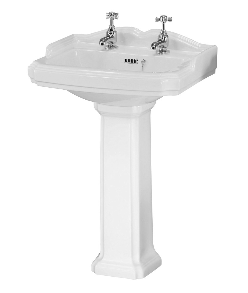 Nuie Legend 590mm Full Pedestal Basin - 2 TH - White