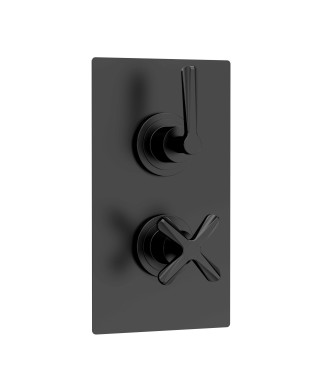 Nuie Aztec Twin Thermostatic Concealed Shower Valve with 1 Outlet, Premium Shower Accessories for Bathrooms, Matt Black