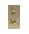 Nuie Aztec Twin Thermostatic Concealed Shower Valve with 1 Outlet, Shower Accessories for Bathrooms, Brushed Brass
