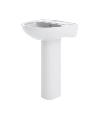Nuie Lawton 550mm Basin With Full Pedestal - 1 TH - White