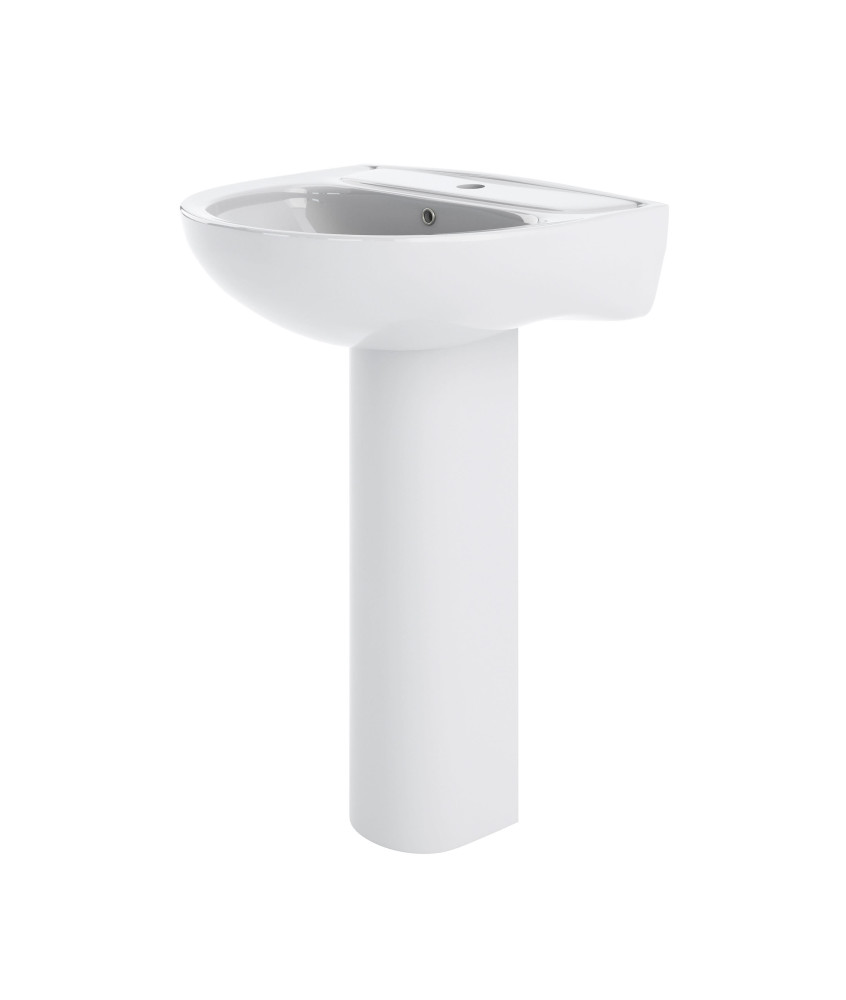 Nuie Lawton 550mm Basin With Full Pedestal - 1 TH - White