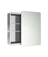 iBathUK Helsinki Bathroom Mirror Cabinet 660 x 460mm, Wall Mounted Stainless Steel Storage Cabinet with Sliding Mirror Door &...