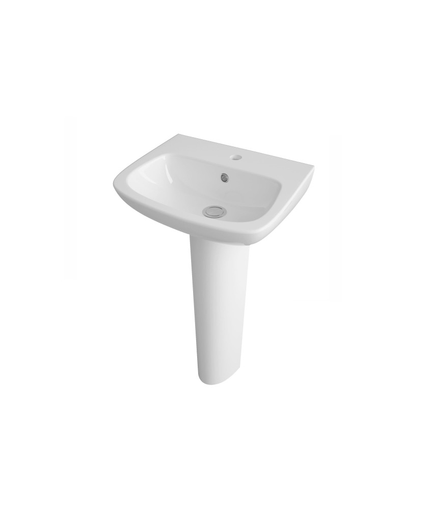 Nuie Ambrose 450mm Basin With Full Pedestal - 1 TH - White