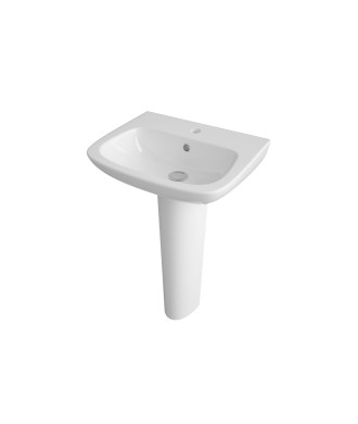 Nuie Ambrose 500mm Basin With Full Pedestal - 1 TH - White