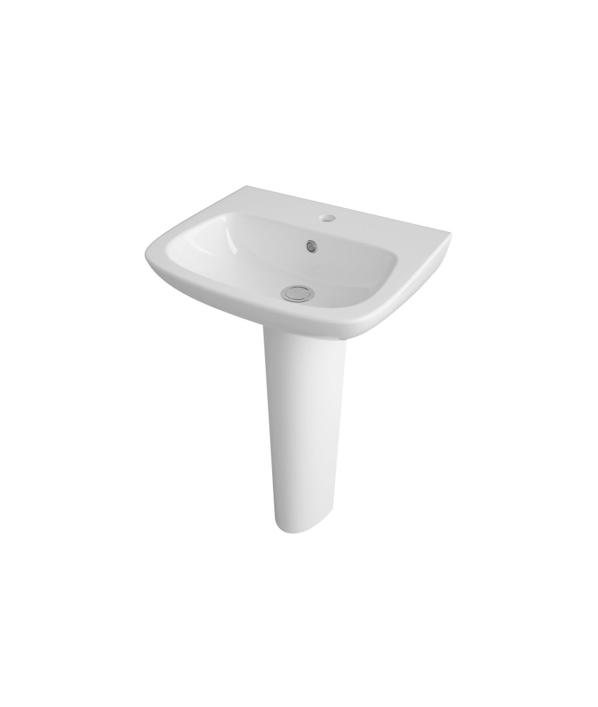 Nuie Ambrose 500mm Basin With Full Pedestal - 1 TH - White