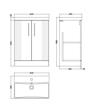 600 F/S 2-Door Vanity & Basin 3