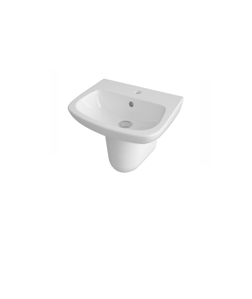 Nuie Ambrose 500mm Basin With Semi Pedestal - 1 TH - White