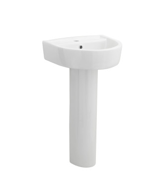 Nuie Provost 420mm Basin With Full Pedestal - 1 TH - White