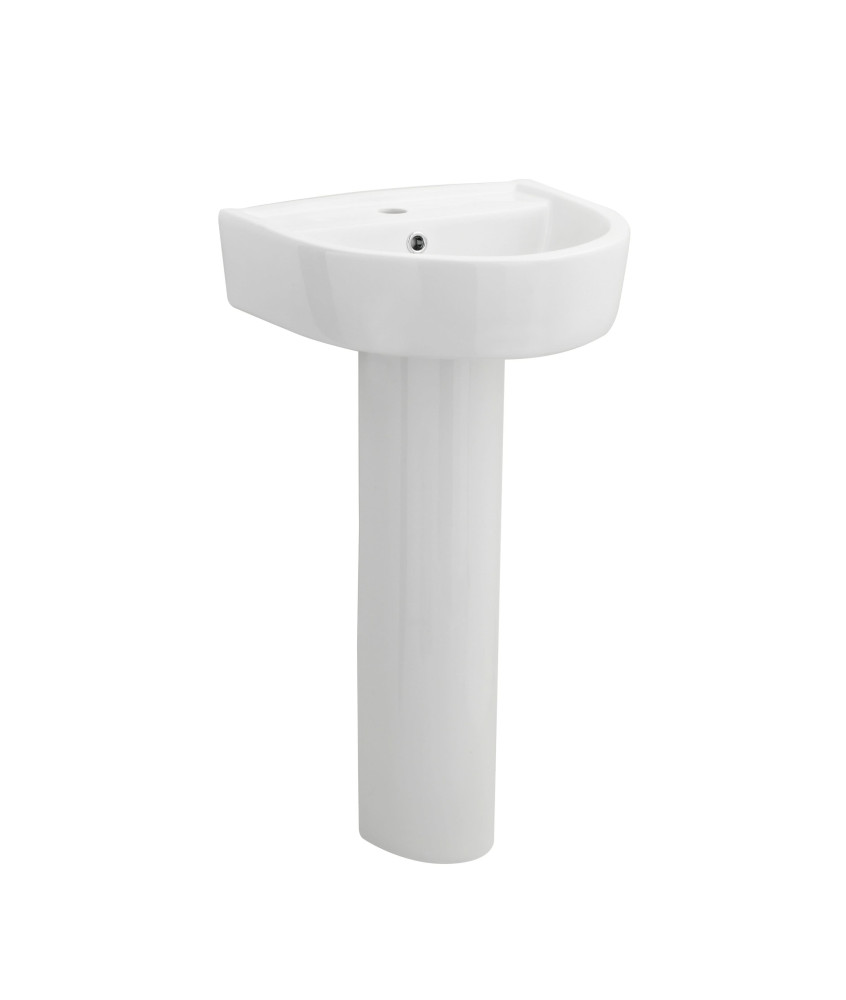 Nuie Provost 420mm Basin With Full Pedestal - 1 TH - White