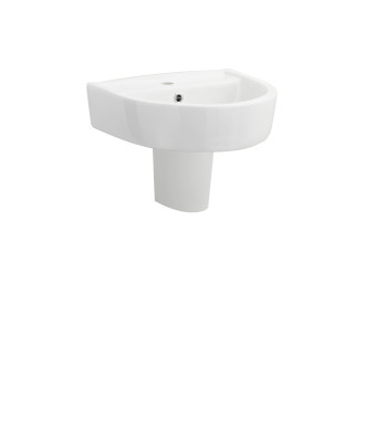 Nuie Provost 420mm Basin With Semi Pedestal - 1 TH - White