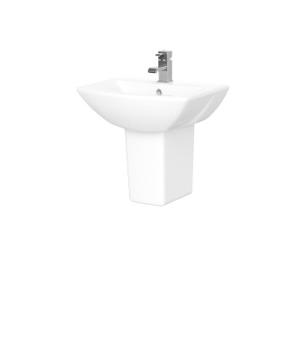 Nuie Asselby 500mm Basin With Semi Pedestal - 1 TH - White