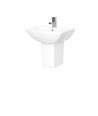 Nuie Asselby 500mm Basin With Semi Pedestal - 1 TH - White