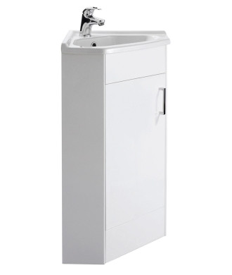 Nuie Mayford 1 Door Floorstanding Corner Vanity Unit With Basin 550mm Wide - Gloss White