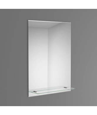 iBathUK Aria Frameless Bathroom Mirror with Glass Shelves - Silver