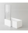 iBathUK Axis Left Hand L-Shaped Bath with Screen, Rail & Front Panel, Modern Shower Bath, Durable L Shaped Bath Screen, 1500 ...