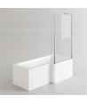 iBathUK Axis Right Hand L-Shaped Shower Bath, Includes Glass Screen & Front Panel, Modern Space-Saving Bath Design, Durable L...