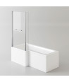 iBathUK Axis Left Hand L-Shaped Shower Bath, Includes Glass Screen, Rail & Front Panel, Modern Space-Saving L Shaped Bath Scr...