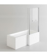 iBathUK Axis Right Hand L-Shaped Shower Bath, Includes Glass Screen, Rail & Front Panel, Modern Space-Saving L Shaped Bath Sc...