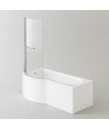 iBathUK Strux Left Hand P-Shaped Shower Bath with Screen, Rail & Front Panel, Modern P Shaped Bath with Screen, 1700 x 850mm