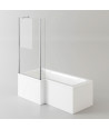 iBathUK Veil Left Hand L-Shaped Shower Bath, Modern Acrylic Bathtub with Glass Shower Screen & Matching Front Panel, L Shaped...