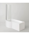 iBathUK Soffra Left Hand P-Shaped Shower Bath, Luxury Acrylic Bathtub with Glass Shower Screen & Matching Front Panel, P Shap...
