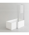 iBathUK Span Right Hand L-Shaped Shower Bath, Modern Straight Bathtub with Glass Screen & Matching Front Panel, L Shaped Bath...