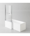 iBathUK Brim Left Hand L-Shaped Shower Bath, Acrylic Bathtub with Glass Screen & Matching Front Panel Bathroom Set, L Shaped ...