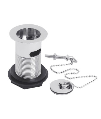 Nuie Slotted Basin Waste With Brass Plug And Ball Chain - Chrome