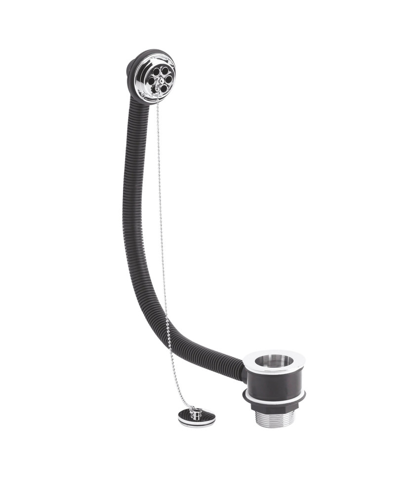 Nuie Bath Waste With Overflow Brass Plug And Ball Chain - Chrome