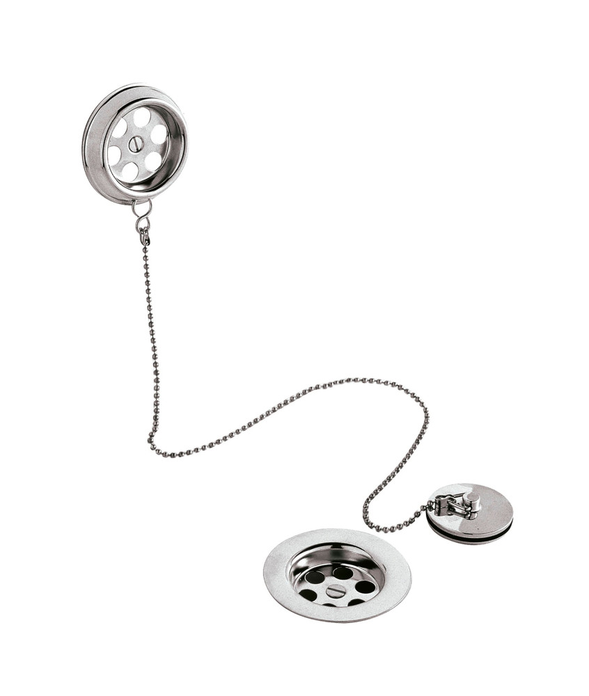 Nuie Retainer Bath Waste With Overflow Brass Plug And Ball Chain - Chrome