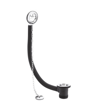 Nuie Bath Waste With Overflow Brass Plug And Link Chain - Chrome
