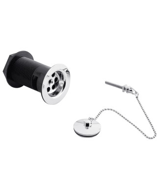 Nuie Contract Slotted Basin Waste With Plug and Ball Chain - Chrome