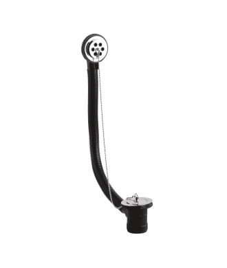 Nuie Contract Bath Waste With Overflow Brass Plug And Ball Chain - Chrome