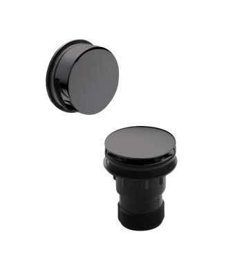 Nuie Inset Bath Push Button Waste, Durable Brass Designer Bathroom Accessory with Minimalist Overflow for Inset Baths, Brushe...