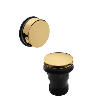 Nuie Inset Bath Push Button Waste, Durable Brass Designer Bathroom Accessory with Minimalist Overflow for Inset Baths, Brushe...