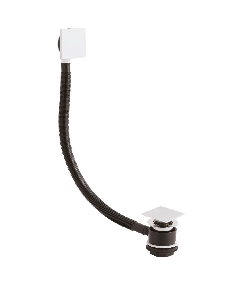 Nuie Square Press Top Bath Waste With Designer Overflow - Chrome