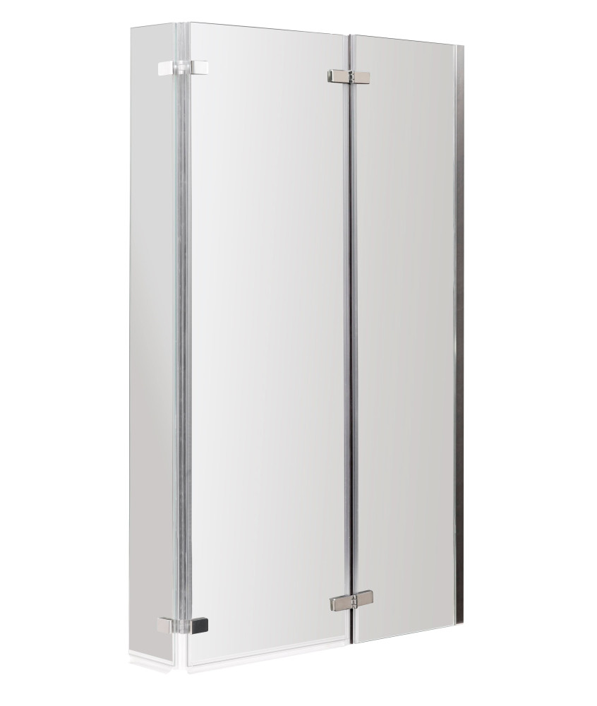 Nuie Ella Hinged Shower Bath Screen With End Panel - 1400mm x 810mm - Satin Chrome