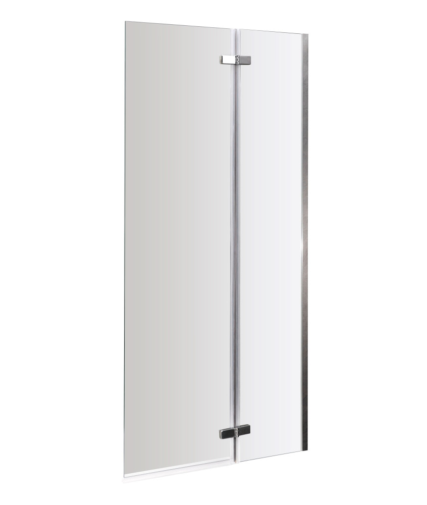 Nuie Ella Hinged Shower Bath Screen - 1400mm x 750mm - Satin Chrome