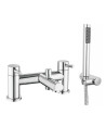 iBathUK Xylen Luxury Bath Filler Mixer Tap with Modern Shower Head, Chrome Twin Lever Deck Mounted Set, Basin with Mixer Tap