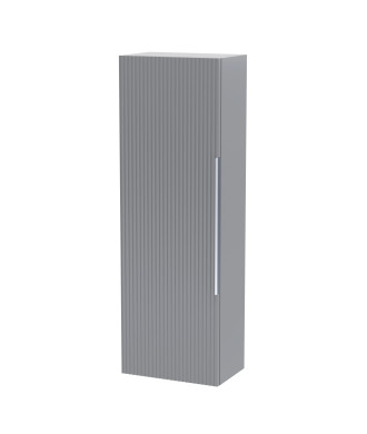 Hudson Reed Fluted Wall Hung Tall Unit Single Door, Modern Bathroom Storage Cabinet, Satin Grey, 400mm